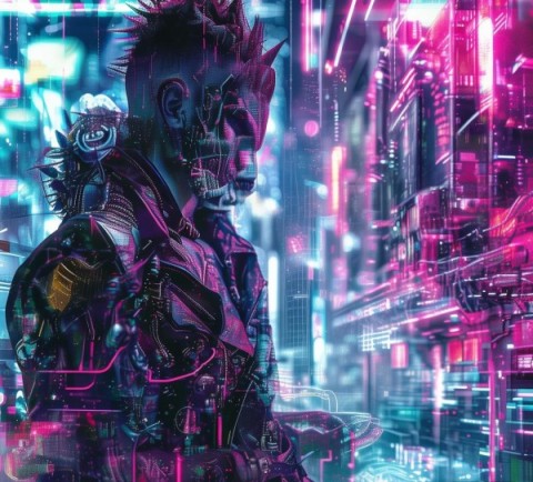 朋克风科技动态壁纸，在虚拟与现实之间找到平衡的创意之光